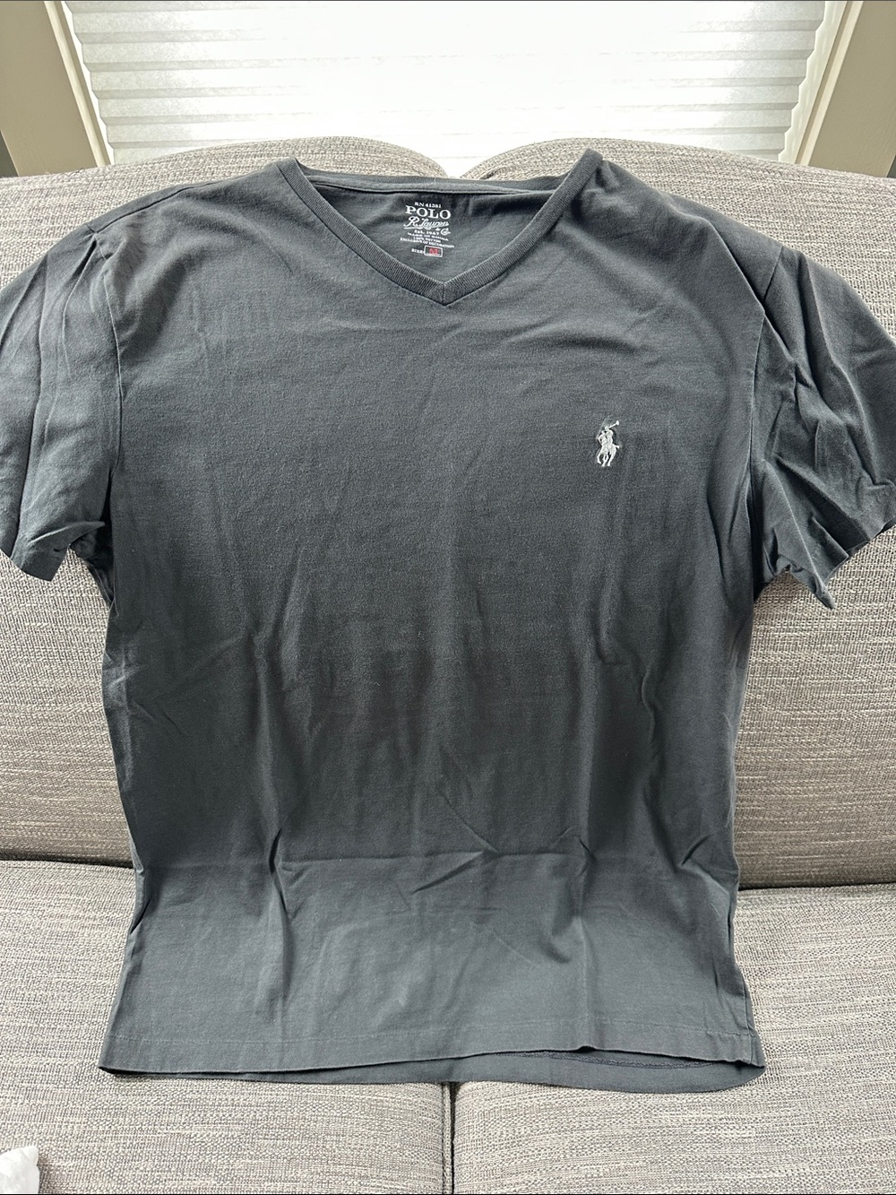 Polo by Ralph Lauren Men's Black V-Neck Tee with Embroidered Pony